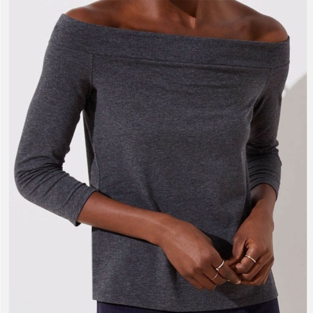 LOFT Charcoal Off-Shoulder Blouse